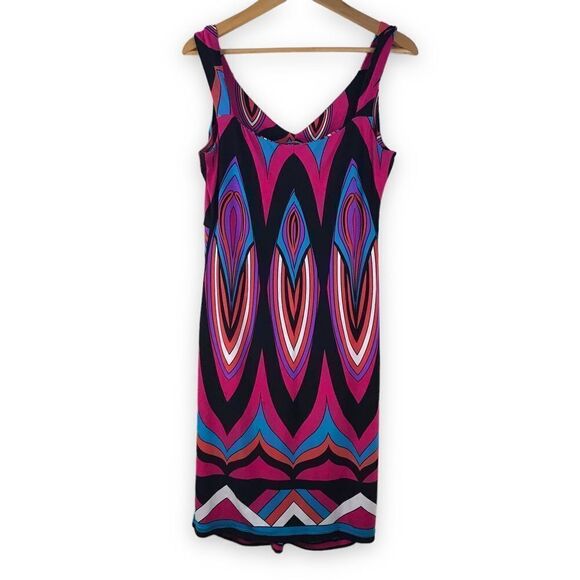Tribal bright print fitted dress size M - Picture 2 of 7